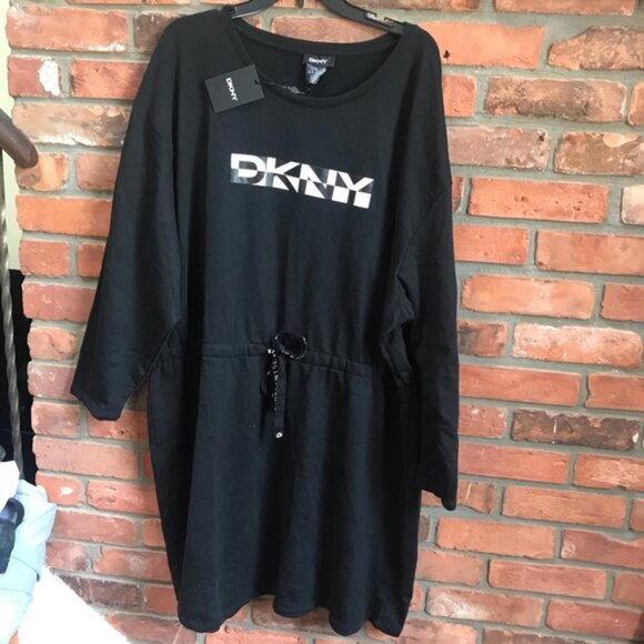 DKNY NEW Tag Sport Waist Drawstring Dress Tunic French Terry Plus Size 3 X - Picture 6 of 14